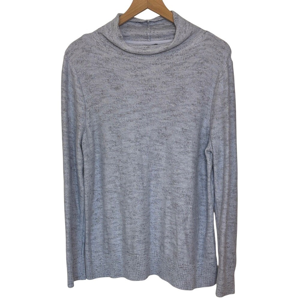 J. Jill Wearever‎ Soft Heathered Blue Gray Cowl Neck Sweater Size L